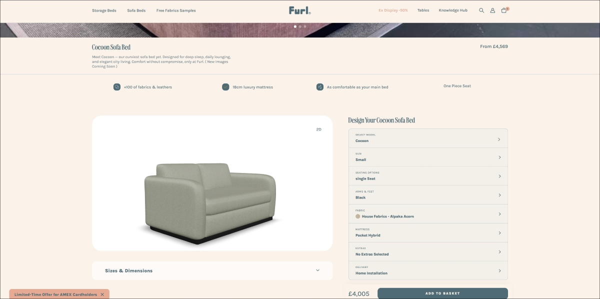 cocoon sofa bed by furl